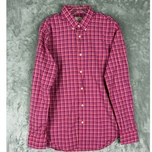 Club Monaco Slim Fit Plaid Button Down Shirt Men's M/M Pink Blue White